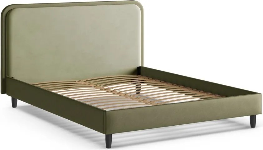 Letto matrimoniale imbottito verde con rete inclusa 140x200 cm Aveline – Micadoni