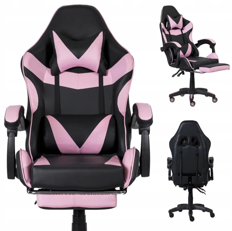 Sedia da gioco ergonomica CLASSIC con poggiapiedi rosa