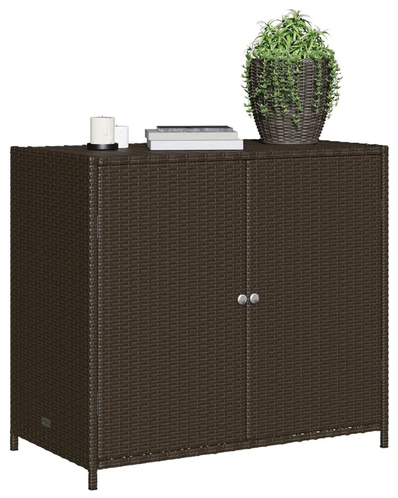 Armadietto portaoggetti giardino marrone 83x45x76 cm polyrattan