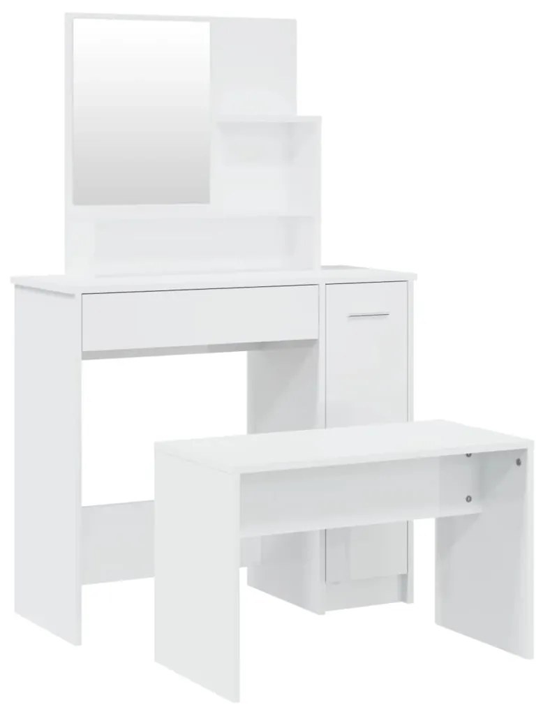 Set tavolo da toeletta bianco lucido 86,5x35x136 cm