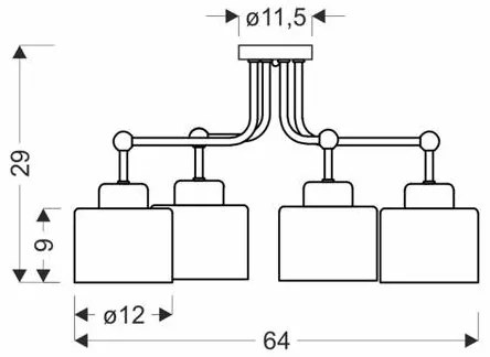 Lampadario a plafone OLENA 4xE27/60W/230V nero