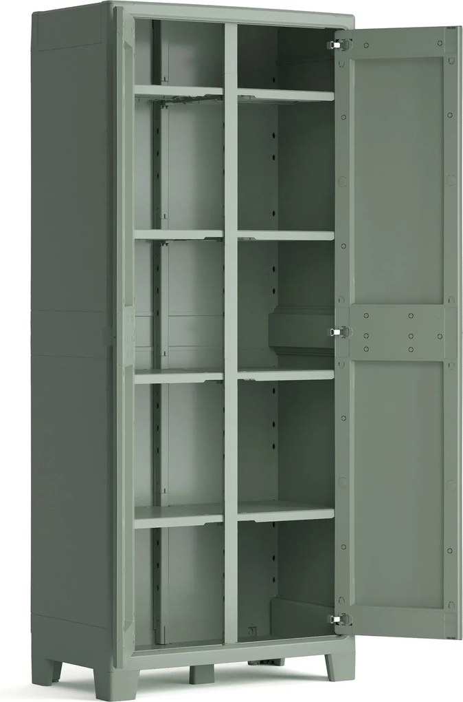 Armadio da Giardino 8 Ripiani 80x44x182 cm Keter Planet Outdoor Multispace Grigio e Verde...