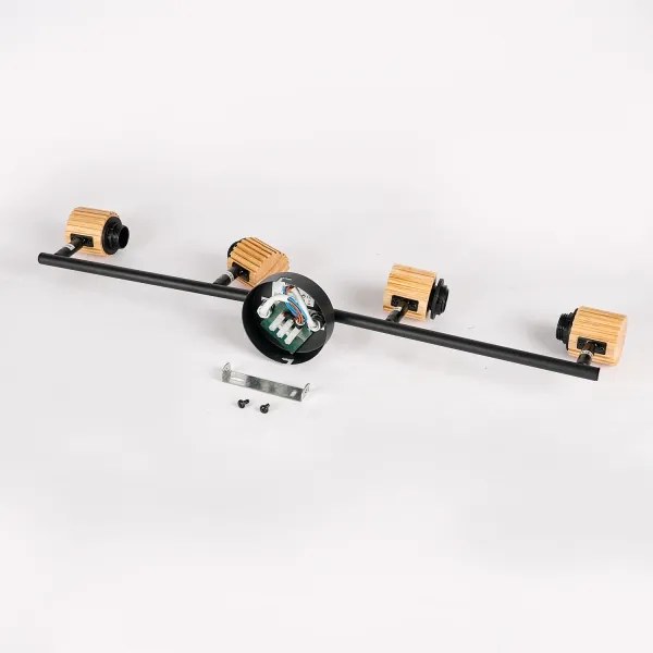 Brilagi - Faretto BASKLITE 4xE27/15W/230V legno di caucciù/nero