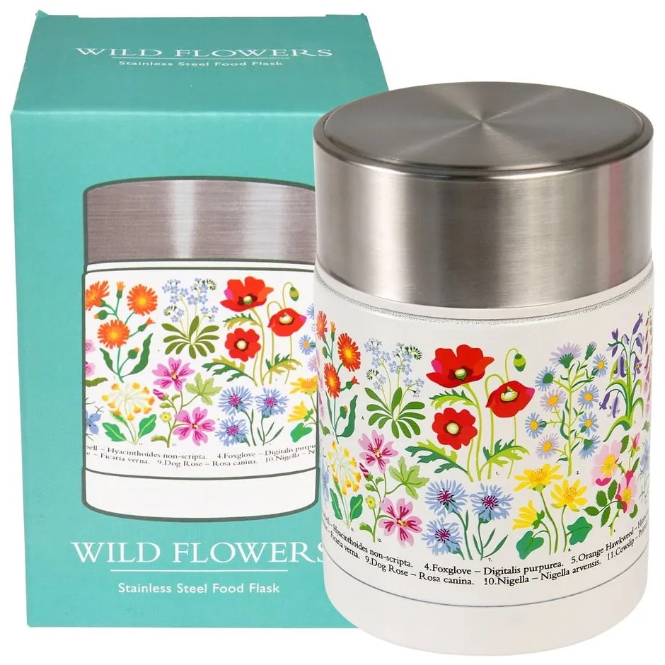 Borraccia termica color crema/argentata 450 ml Wild Flowers – Rex London