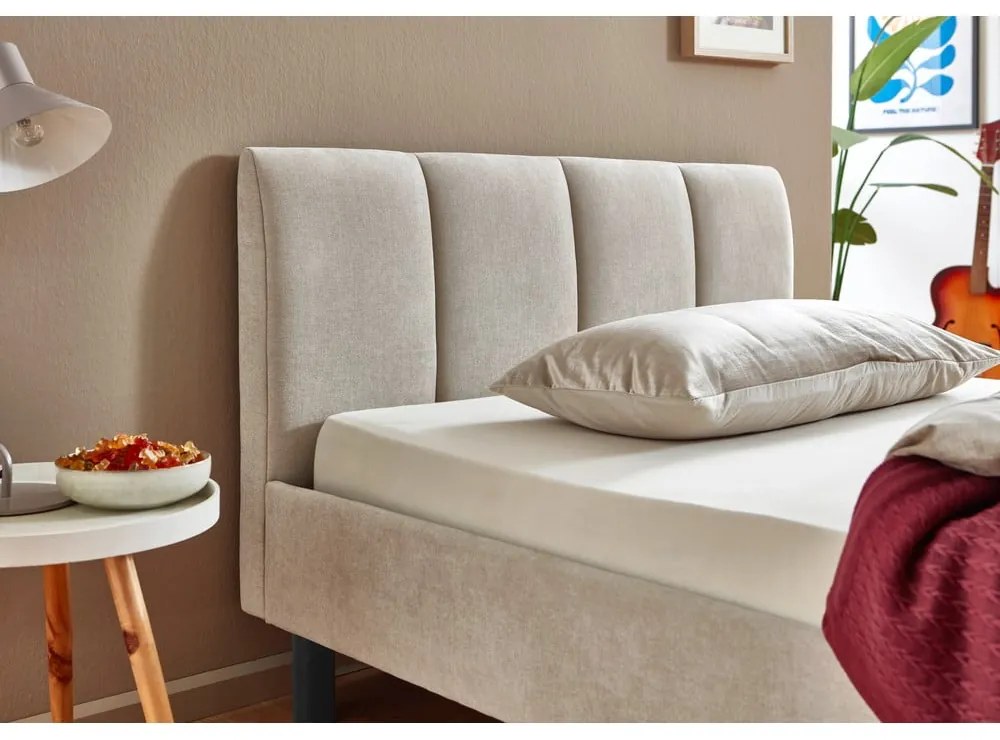 Letto matrimoniale imbottito beige rete non inclusa 140x200 cm Joker – Meise Möbel
