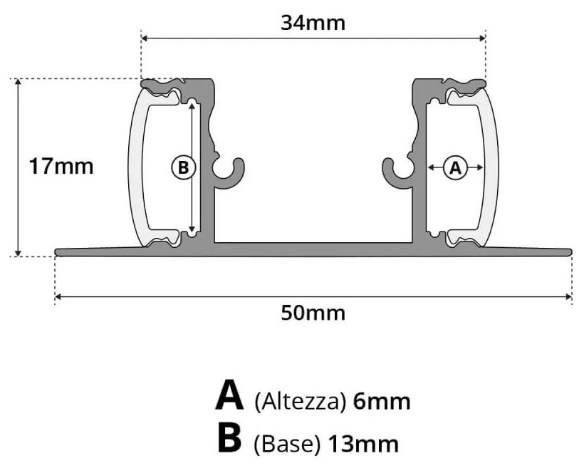 Profilo a Parete Bidirezionale (per striscia LED) 2 metri Selezionare la lunghezza 2 Metri