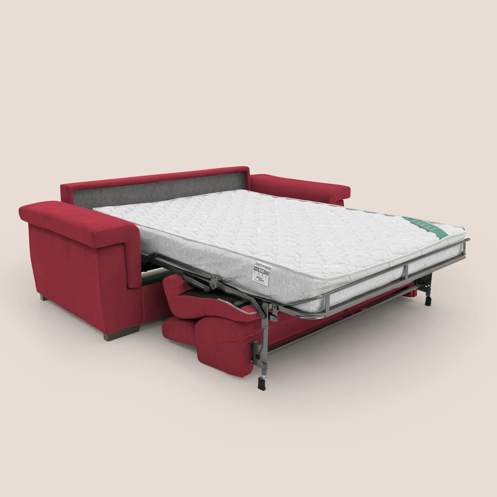 Bjorn divano letto sfoderabile con materasso H18 cm e poggiatesta reclinabili in tessuto impermeabile T02 rosso