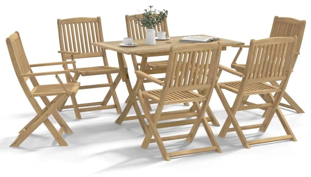 Set da pranzo da giardino 7 pz in legno massello di acacia