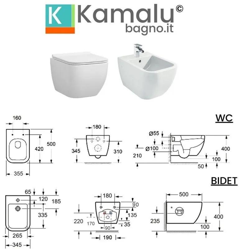 Kamalu - sanitari sospesi senza brida wc e bidet modello marie-s