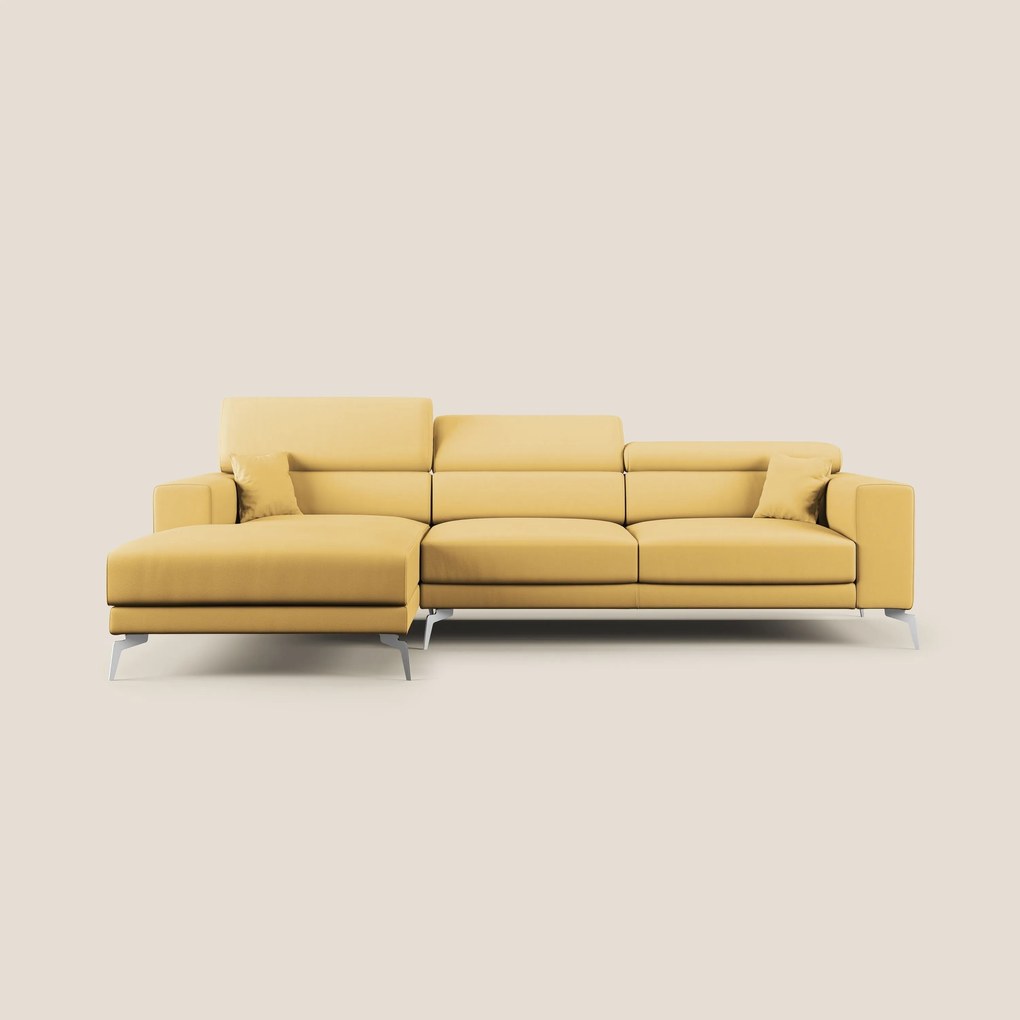 Blade Divano moderno angolare con poggiatesta reclinabili in Ecopelle T04 giallo