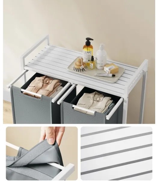 Cesto portabiancheria REX bianco/grigio