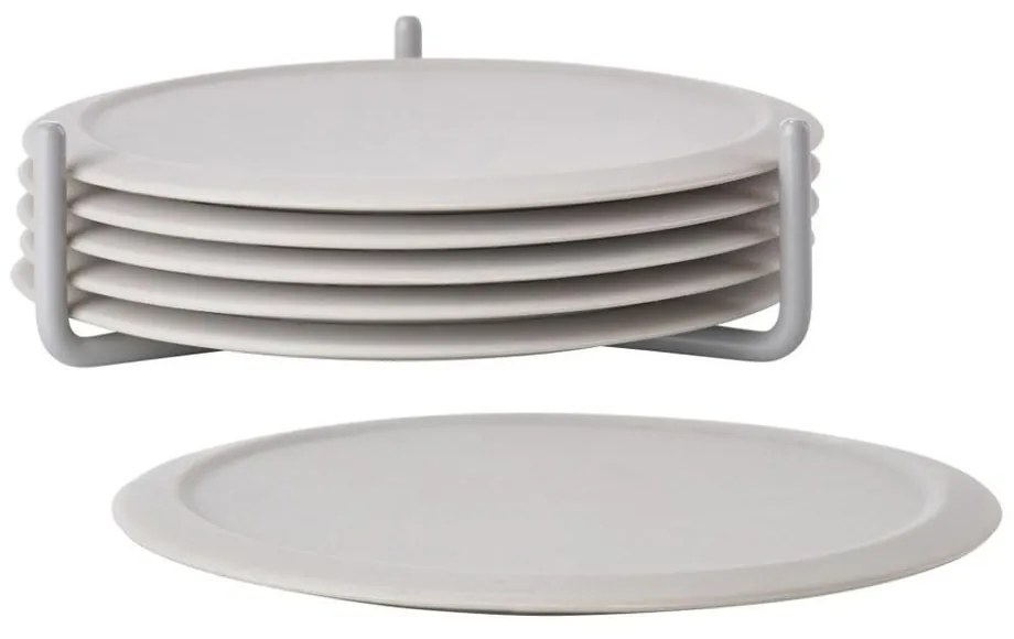 Sottobicchieri in silicone grigio chiaro in set da 6 con supporto Singles - Zone
