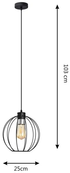 Lampadario a sospensione con filo STARLIGHT 1xE27/15W/230V nero/argento