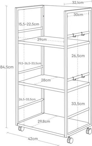 Carrello portaoggetti nero in metallo 42x84,5x32 cm Tower – YAMAZAKI