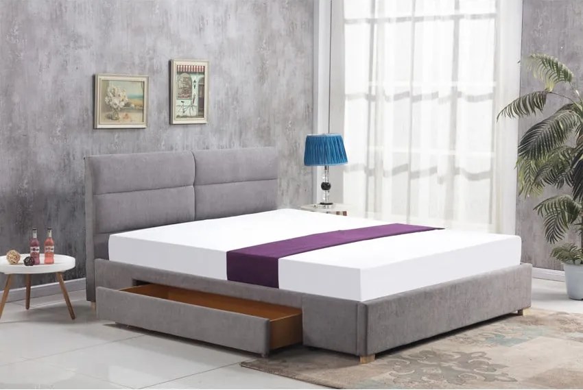 Letto Merida imbottito in grigio - 160x200 cm
