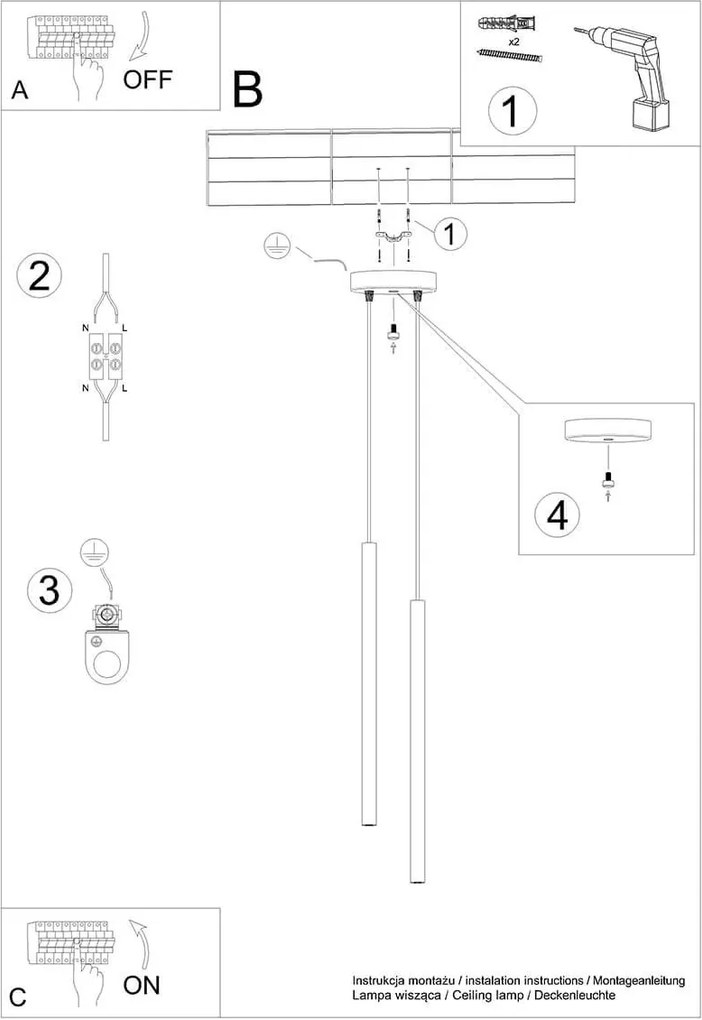 Lampadario a Sospensione 2xG9 PASTELO 2 in Acciaio