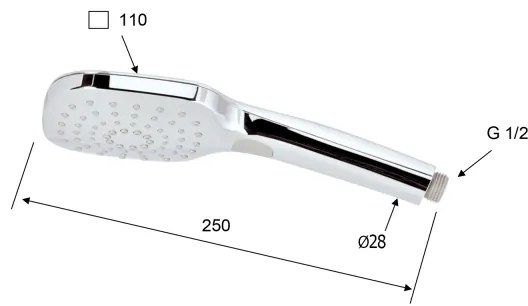 Sapho - Doccia a mano con pulsante, finitura cromo lucido
