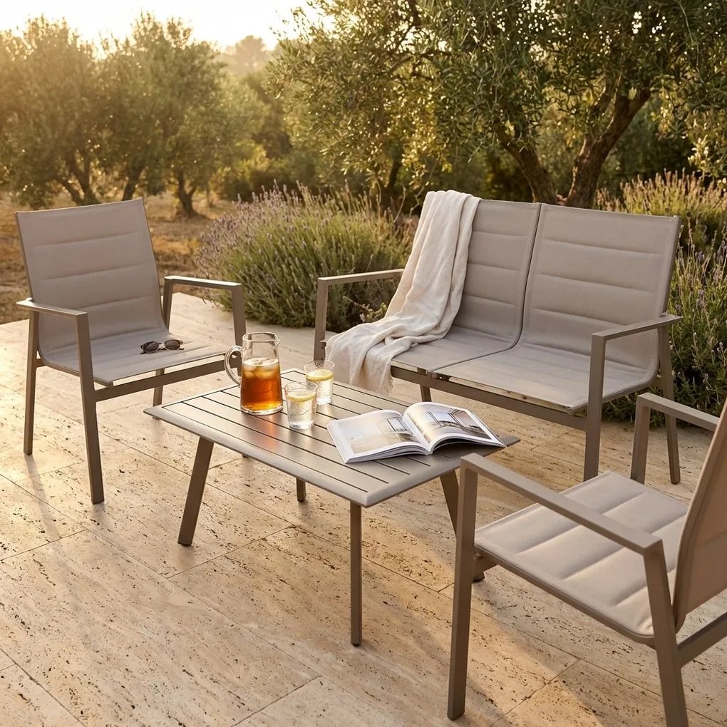 EXSILIUM - salotto da giardino 4 posti in alluminio