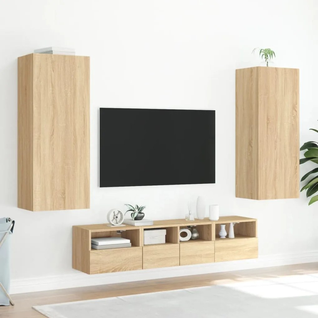 Mobile tv parete rovere sonoma 40,5x30x102 cm legno multistrato