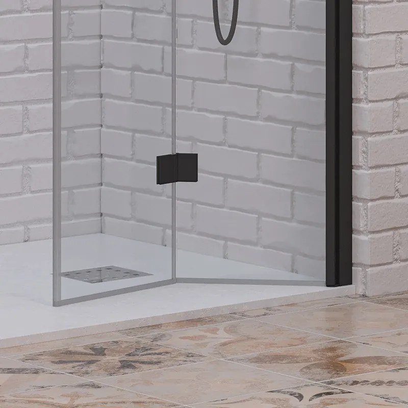 Kamalu - Porta doccia a doppio soffietto 170-173 cm colore nero | KAM-KS700DN