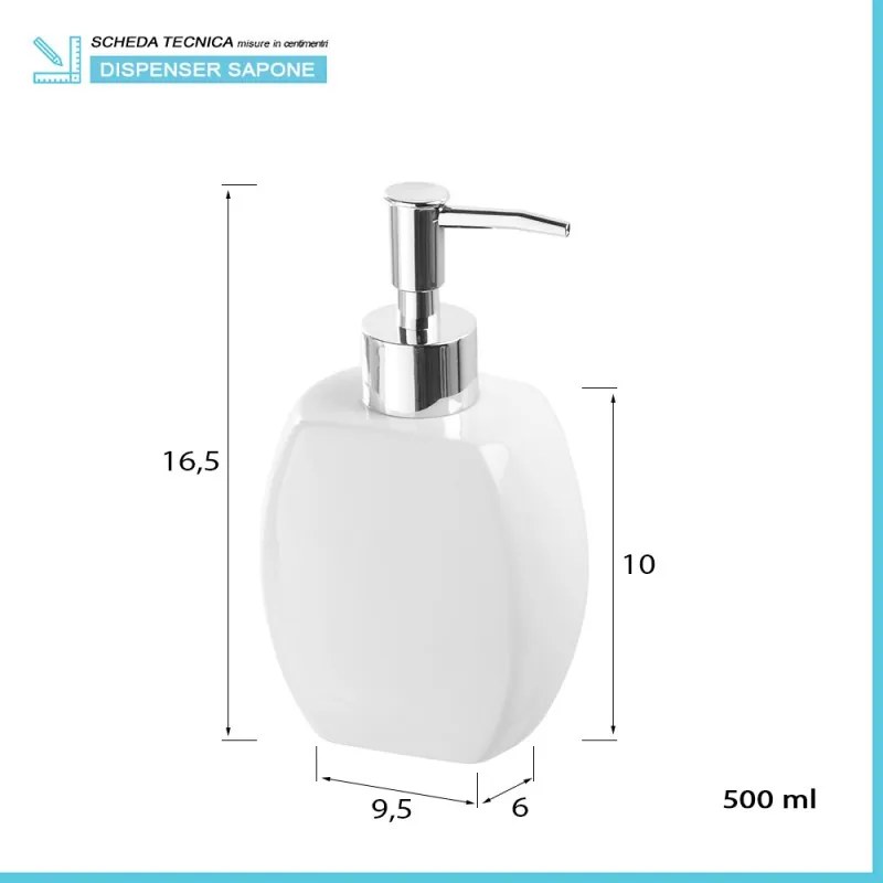 Dispenser sapone liquido da appoggio ceramica bianco