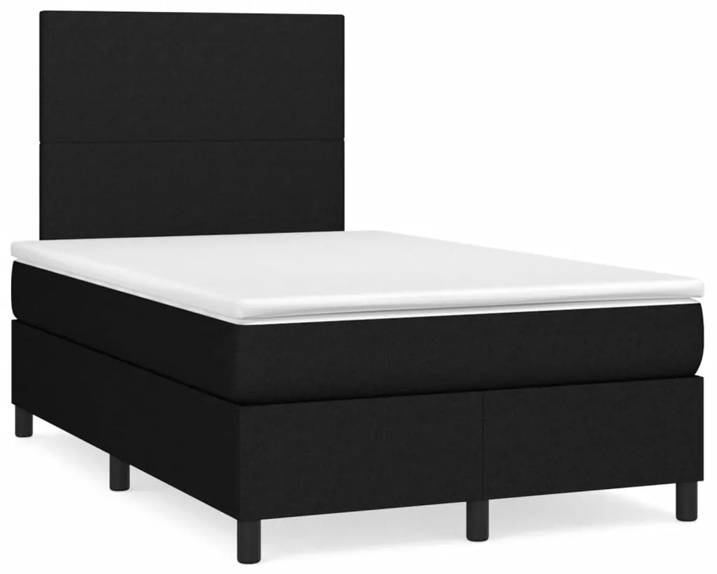 Letto a molle con materasso e led nero 120x190 cm in tessuto