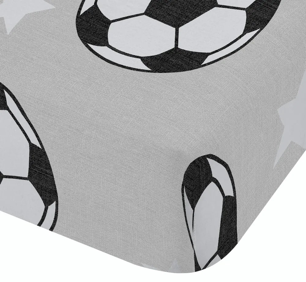 Lenzuolo con angoli per bambini grigio in flanella per letto matrimoniale 135x190 cm Football Stars – Catherine Lansfield