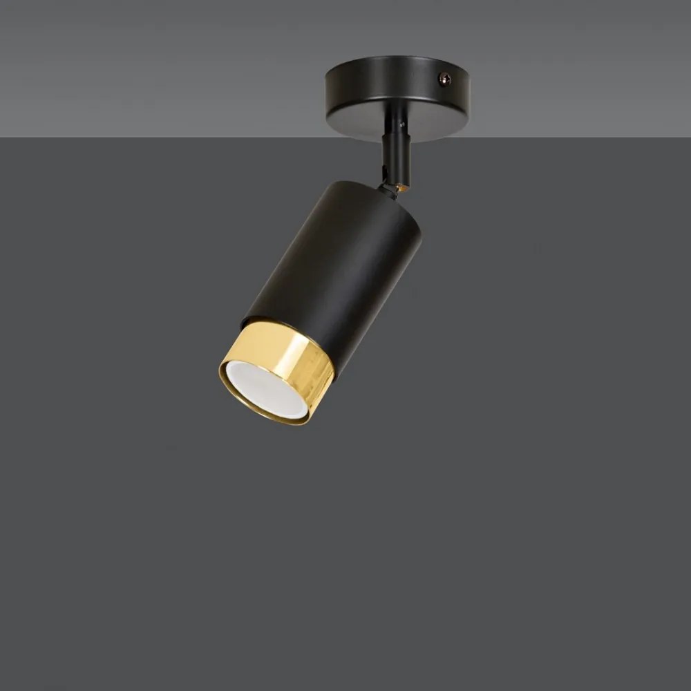 Lampada da soffitto e parete in Acciaio HIRO GU10 Colore del corpo Nero e Oro