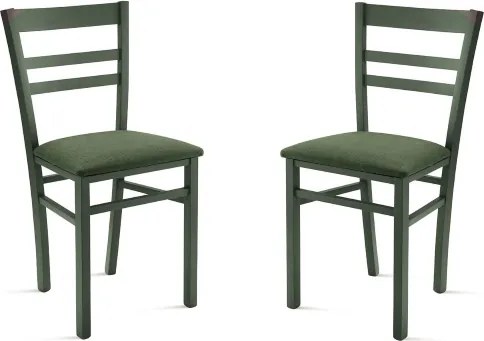 Sedia imbottita in tessuto Verde e sruttura in legno HOLLY 2 sedie
