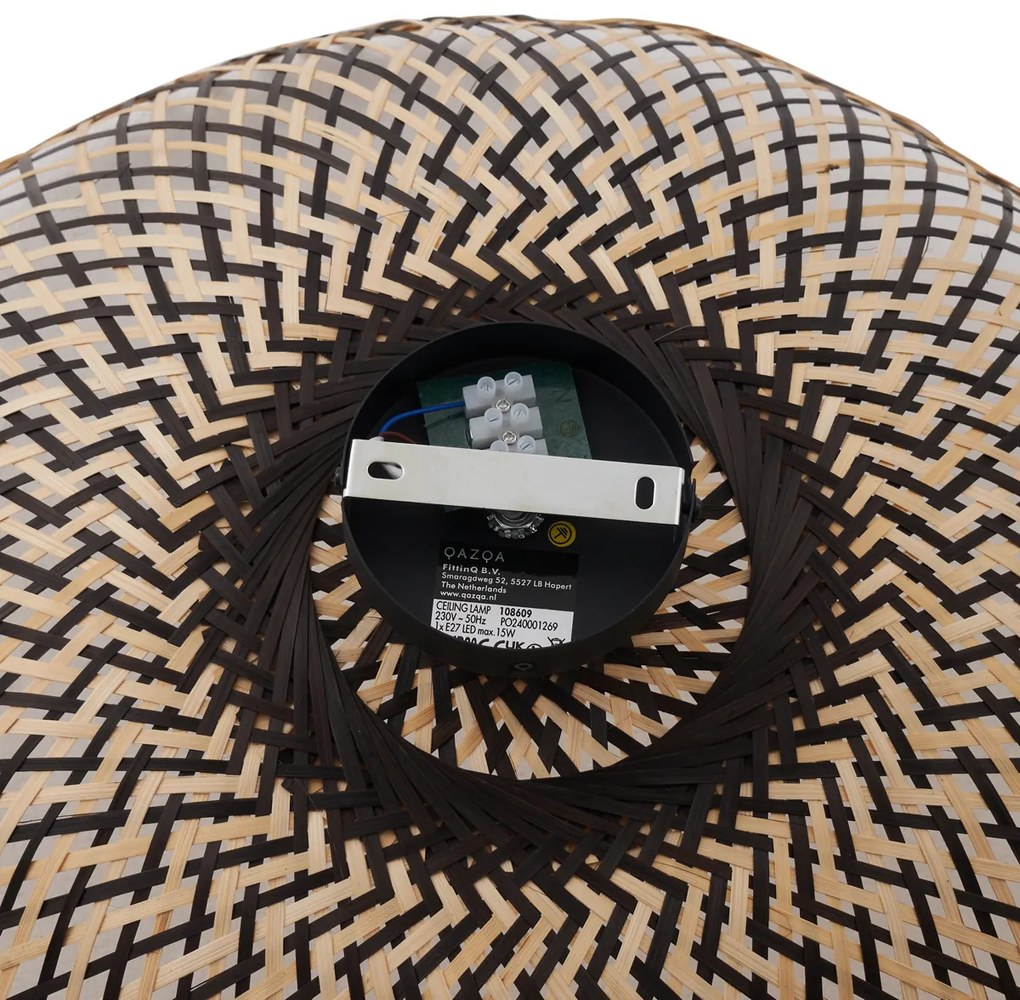 Lampada da soffitto Art Déco in bambù nero 60 cm - Alka