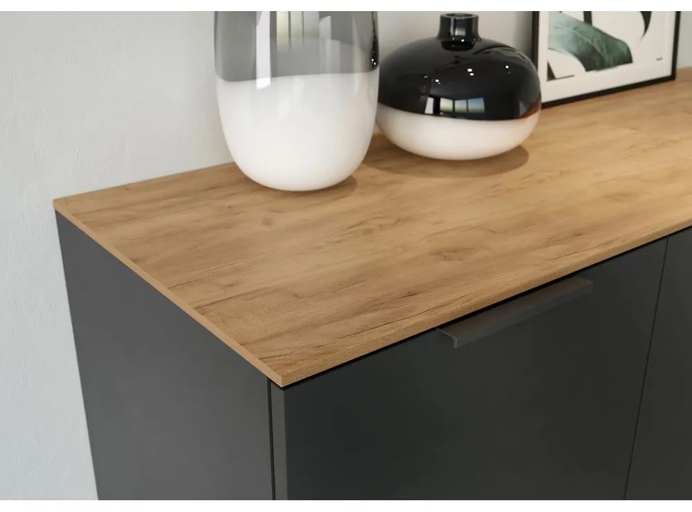 Cassettiera alta grigia in rovere 109x146 cm California - Germania