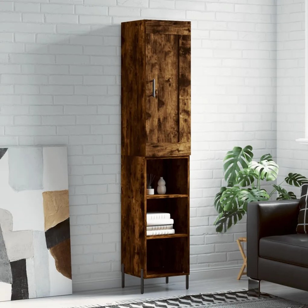 Credenza Rovere Fumo 34,5x34x180 Cm İn Legno Multistrato /