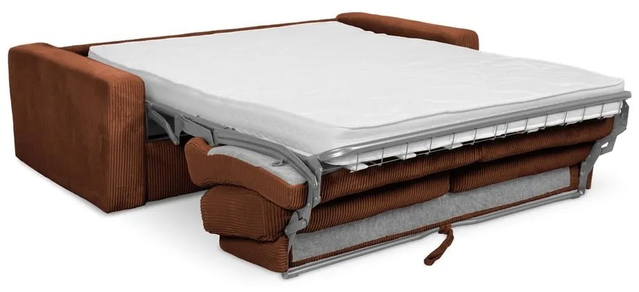 Divano color terracotta allungabile con rivestimento in velluto a coste 195 cm Nona – Makamii