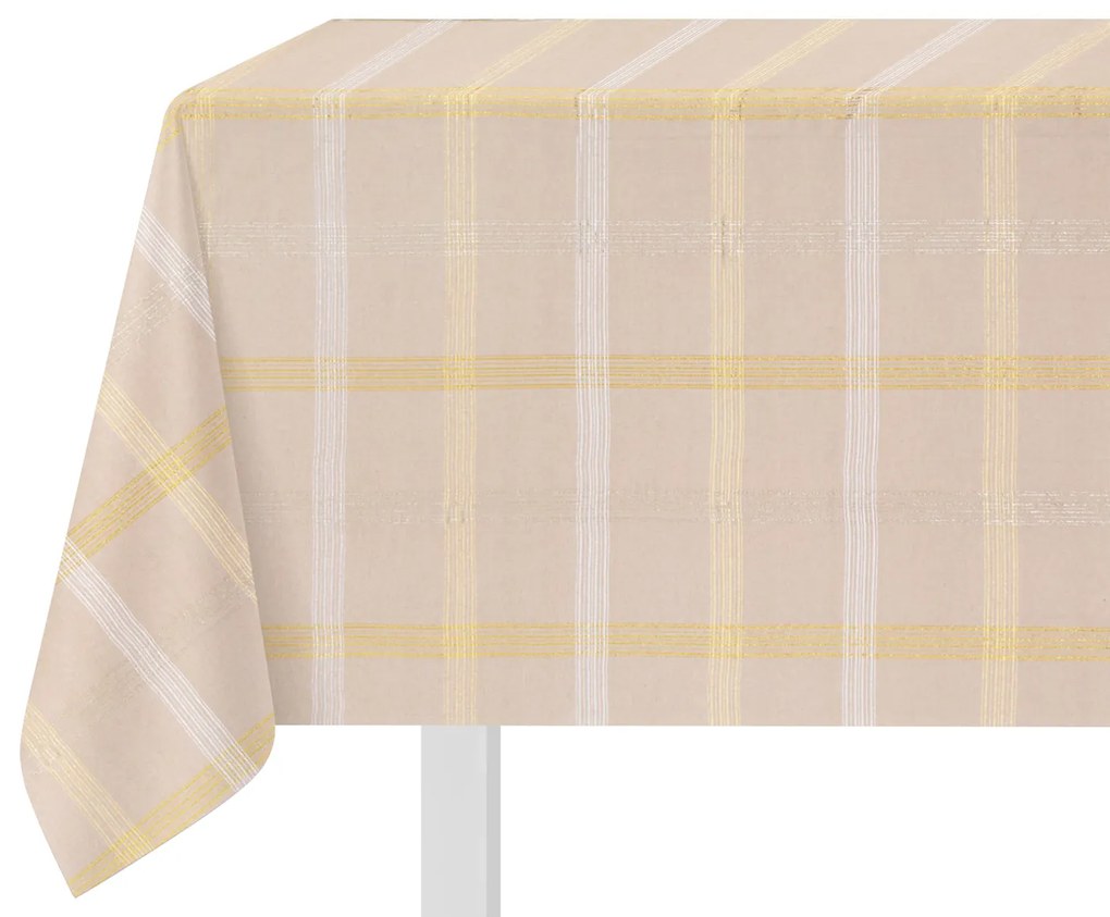 Tovaglia natalizia tartan beige e oro