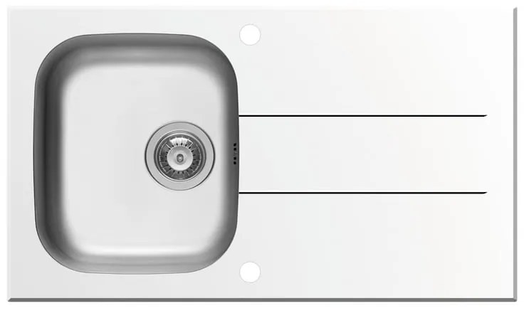 Lavello integrato 1 vasca in vetro bianco PYRAMIS Concerto L 50 x L 86 cm
