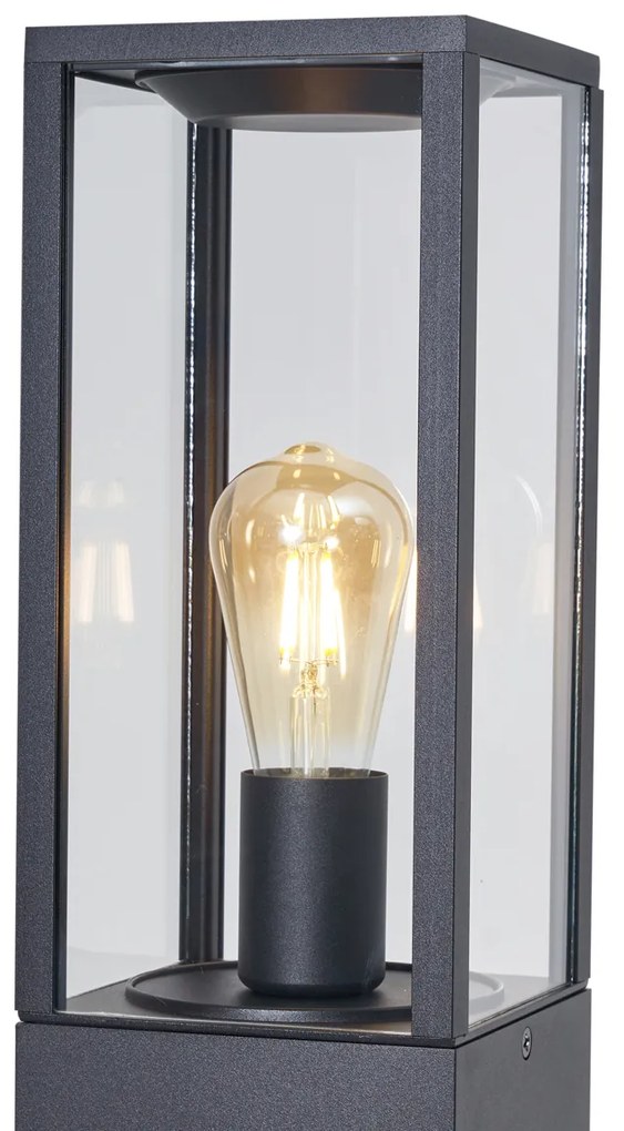 Lampada da terra moderna da esterno nera 80 cm con presa IP44 - Charlois