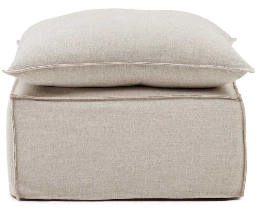 Kave Home - Pouf sfoderabile Anarela con cuscino di lino beige 80 X 80 cm