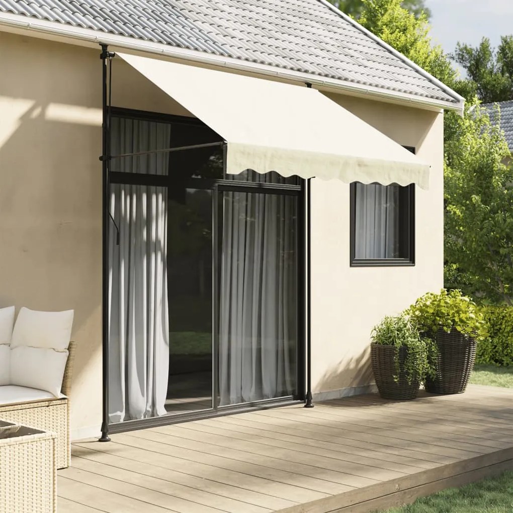 Tenda Da Sole Retrattile Crema 200x150 Cm İn Tessuto E Acciaio /