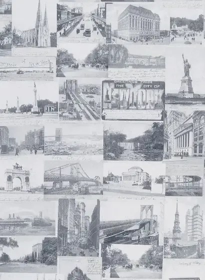 Tapete New York Postcard von Ralph Lauren - Light Grey
