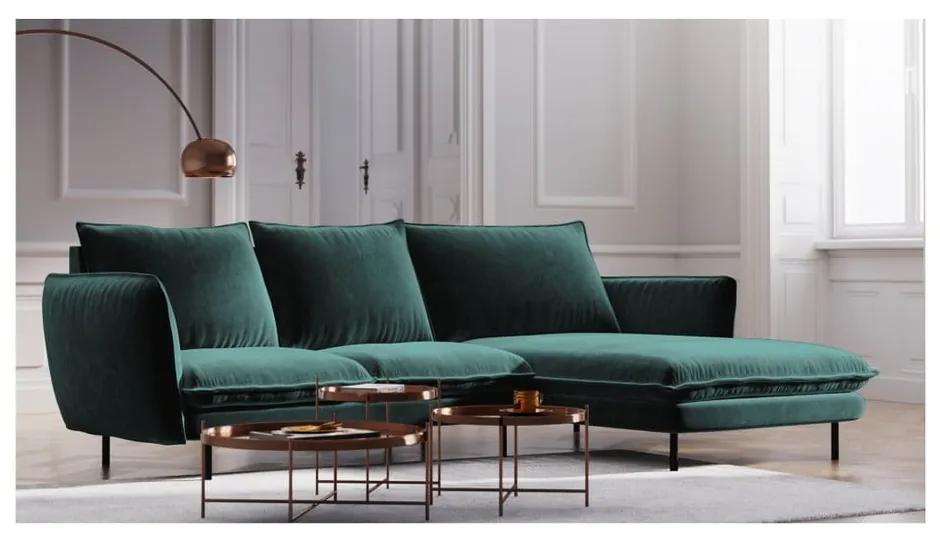 Divano angolare in velluto verde petrolio, angolo destro Vienna - Cosmopolitan Design