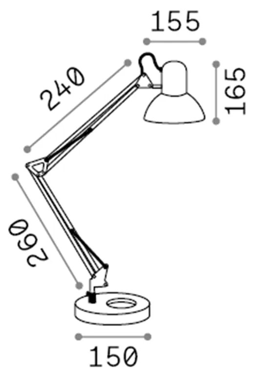 Lampada Da Scrivania-Ufficio Moderna Kelly Metallo Nero 1 Luce E27