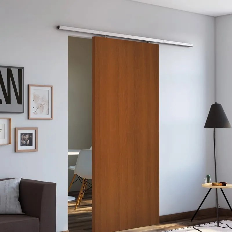 Porta scorrevole reversibile Schubert in mdf marrone, L 93 x H 212 cm, con binario Belem