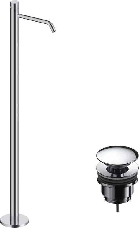 Rubinetto per lavabo centrostanza LOOP K getto laminare cristallino, cromato con piletta