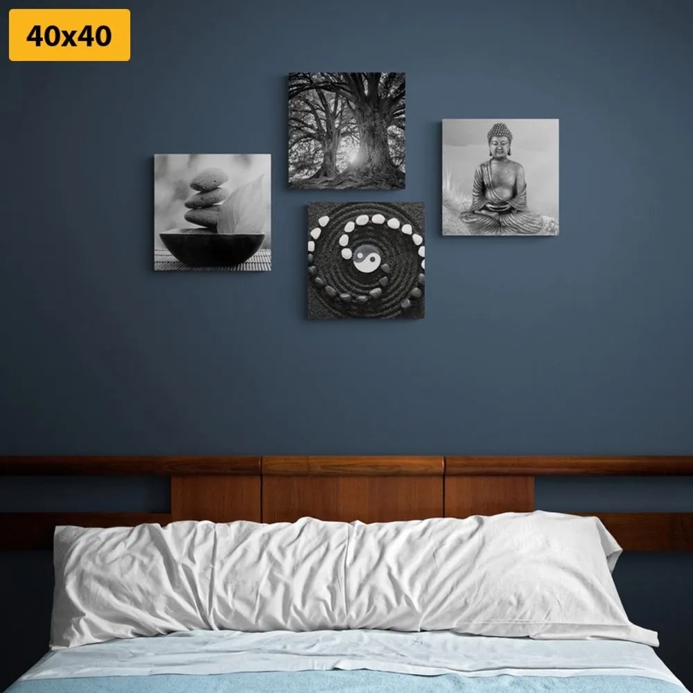 Set di quadri – Feng Shui in stile bianco e nero