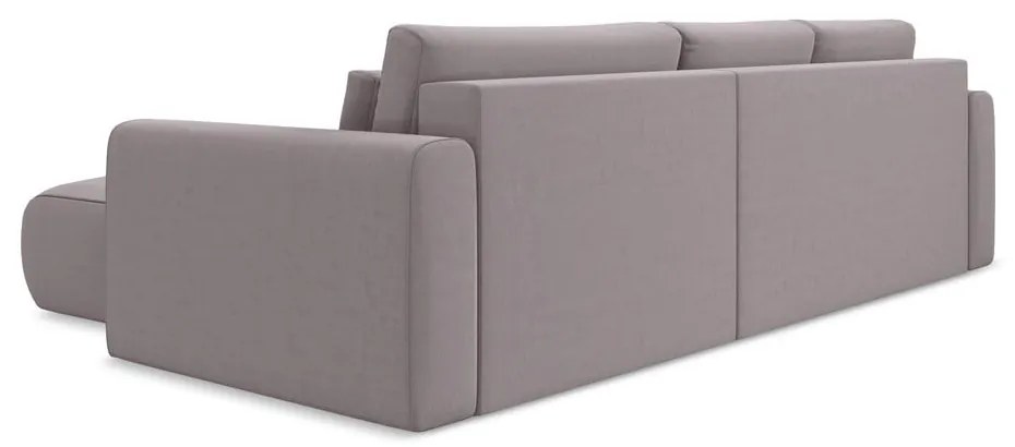Divano angolare lavanda allungabile/con contenitore (con penisola a destra/con chaise lounge) con rivestimento in velluto Kapua – Makamii