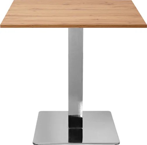 Tavolo bar pub ristorante 80x80 cm base argento e piano laminato Rovere Nodato H 75