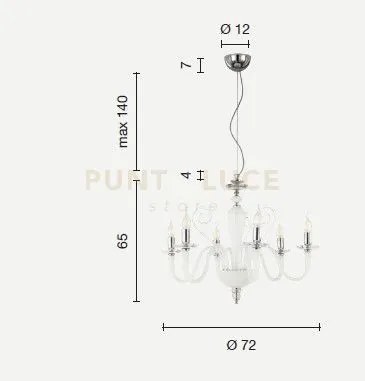 Lampadario sospeso in vetro fume' debussy 6 luci lp.debussy-6-fume