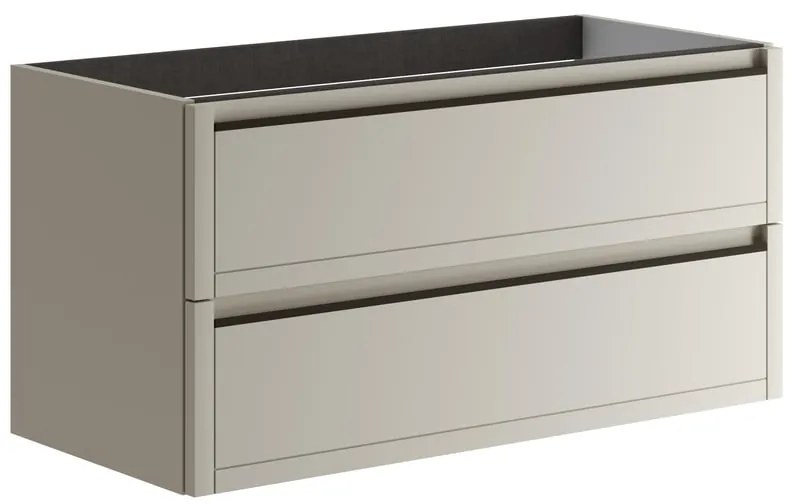 Mobile da bagno sospeso sotto lavabo L 99.5 x H 50 x P 45.5 cm beige opaco, 2 cassetti Tratto