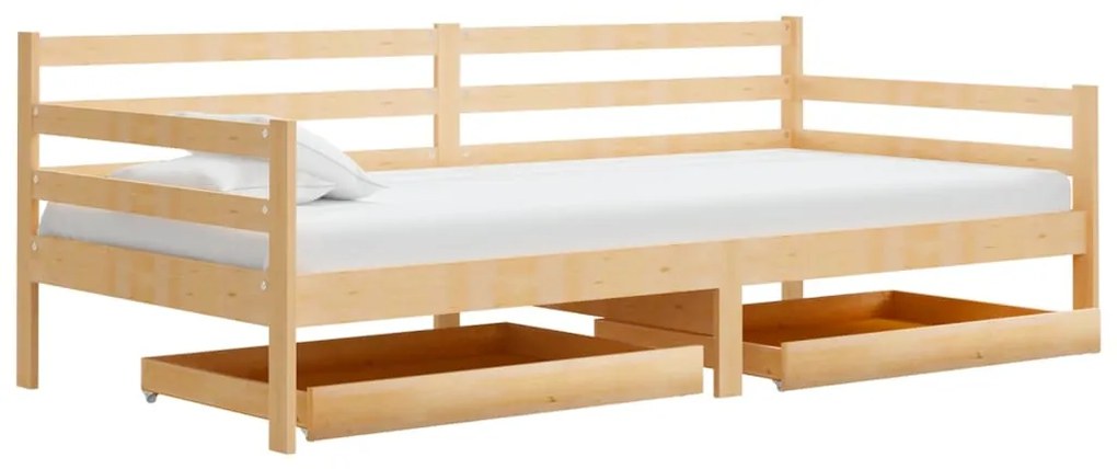 Divano letto con cassetti 90x200 cm legno massello di pino