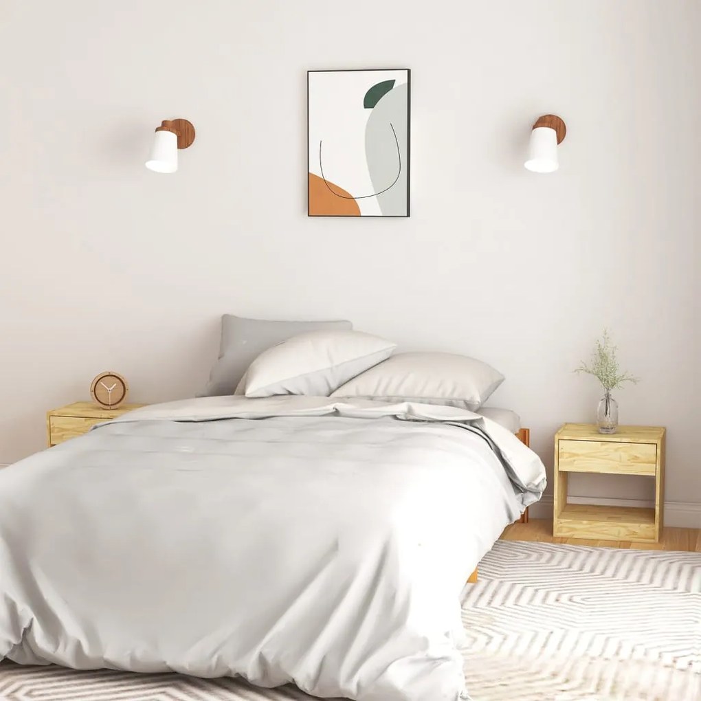 Comodini 2 pz 40x31x40 cm in legno massello di pino